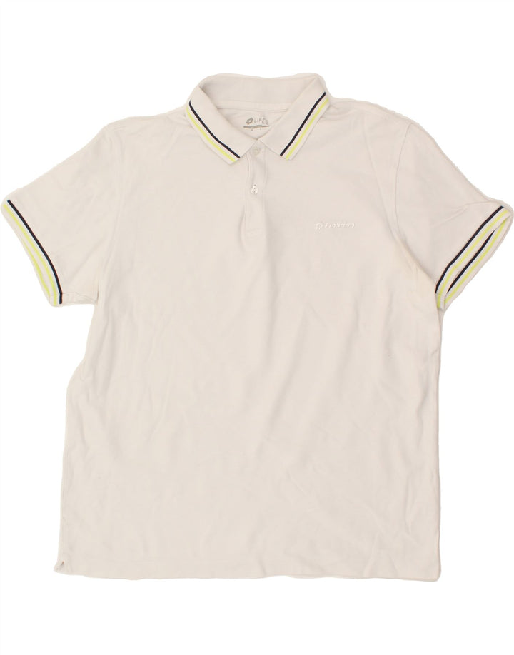 LOTTO Mens Polo Shirt Large White Cotton Vintage Lotto and Second-Hand Lotto from Messina Hembry 
