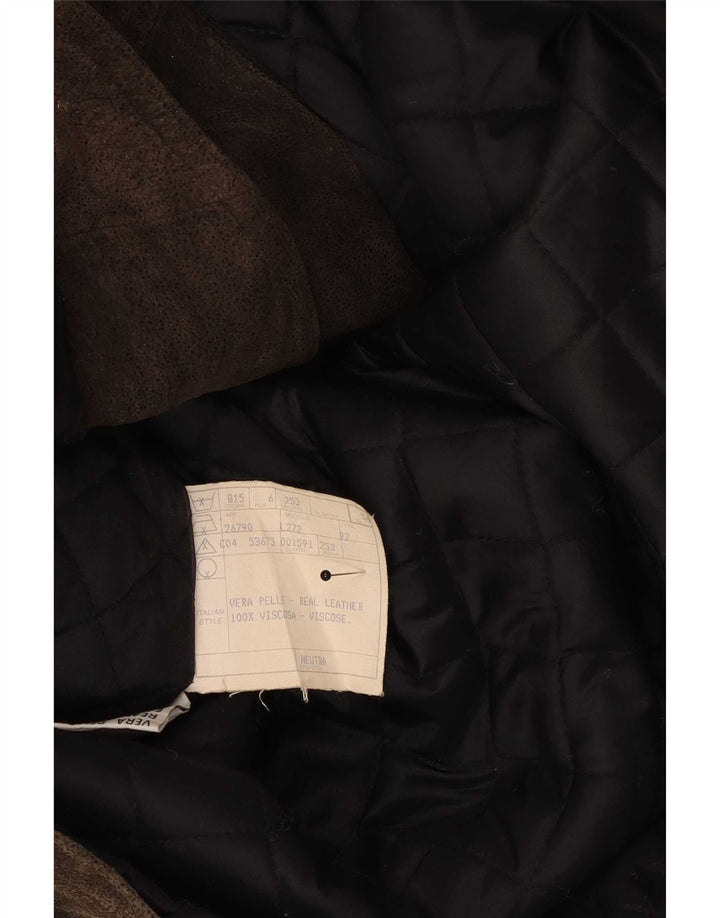 Giacca vintage in pelle scamosciata da uomo IT 54 2XL in pelle marrone