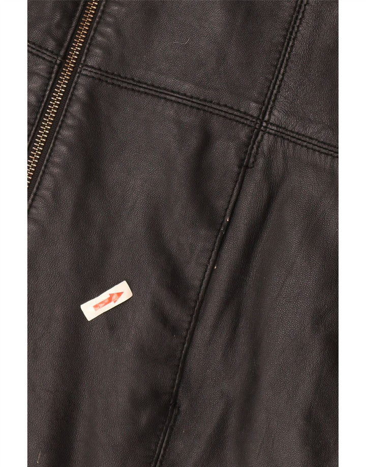 Cappotto in pelle da donna Tommy Hilfiger UK 16 grande pelle nera