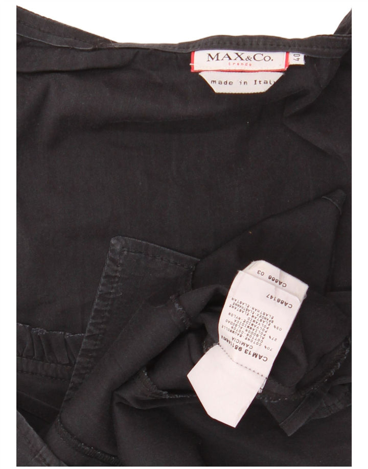 MAX & CO. Camicetta corta da donna con volant sul davanti IT 40 piccola in cotone nero