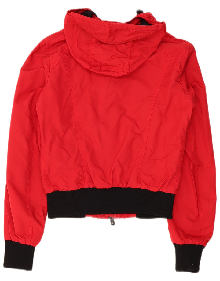 REFRIGIWEAR Giubbotto bomber corto con cappuccio da donna UK 12 rosso medio poliammide