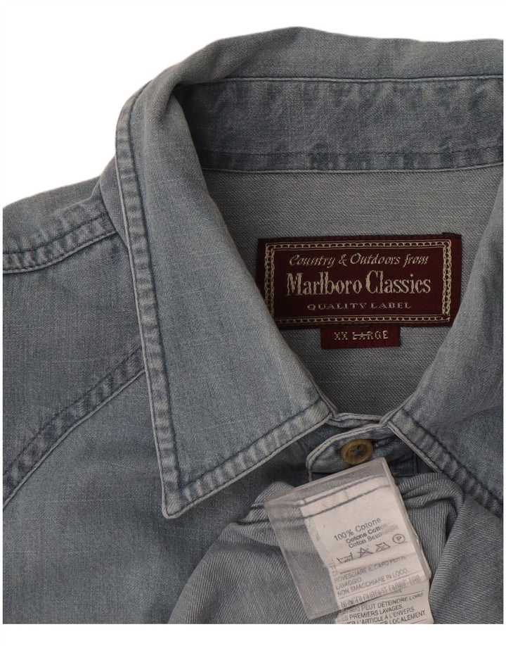 Camicia di jeans da uomo Marlboro Classics 2XL cotone blu