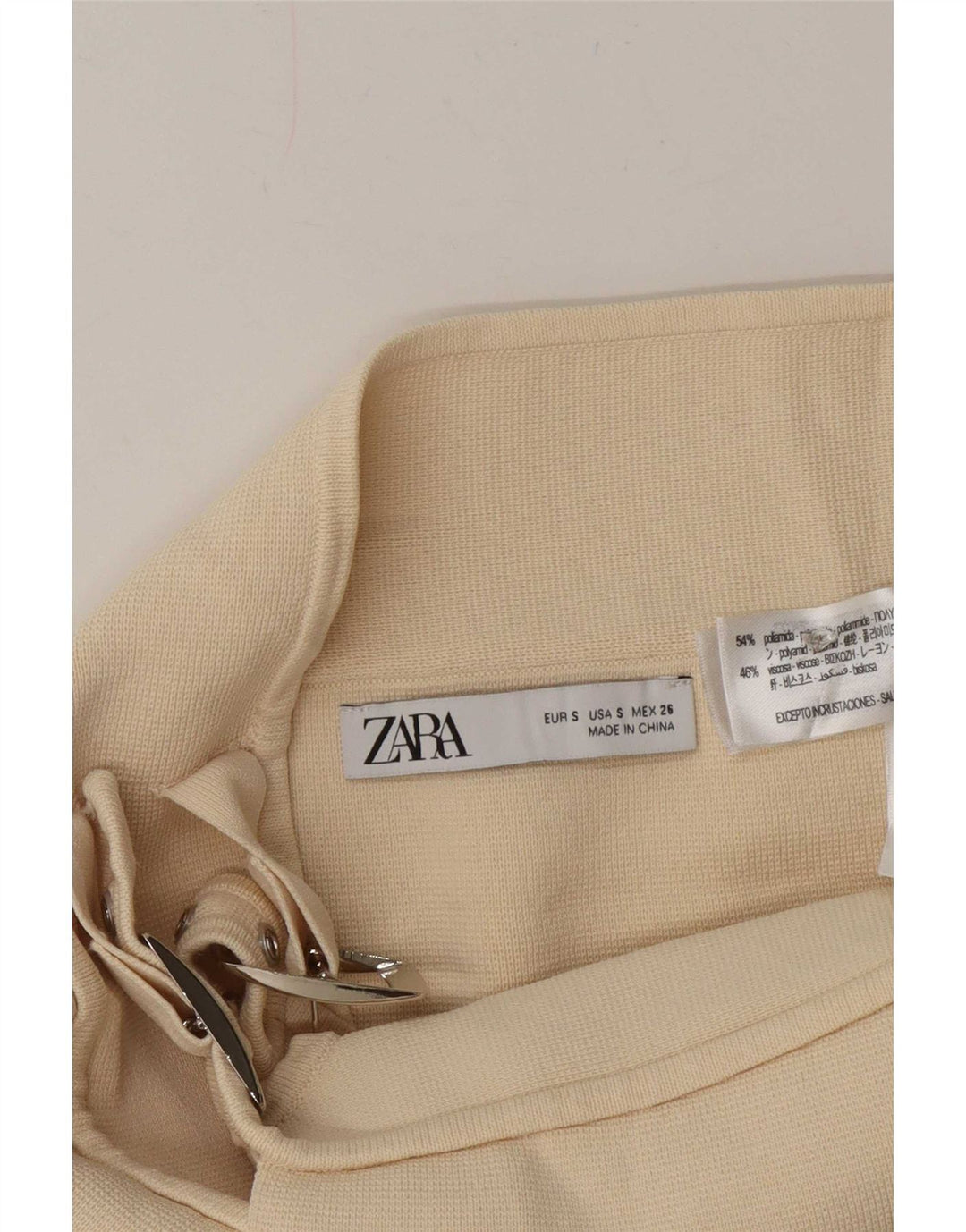 Gonna mini avvolgente da donna Zara piccola W26 in poliammide bianco sporco