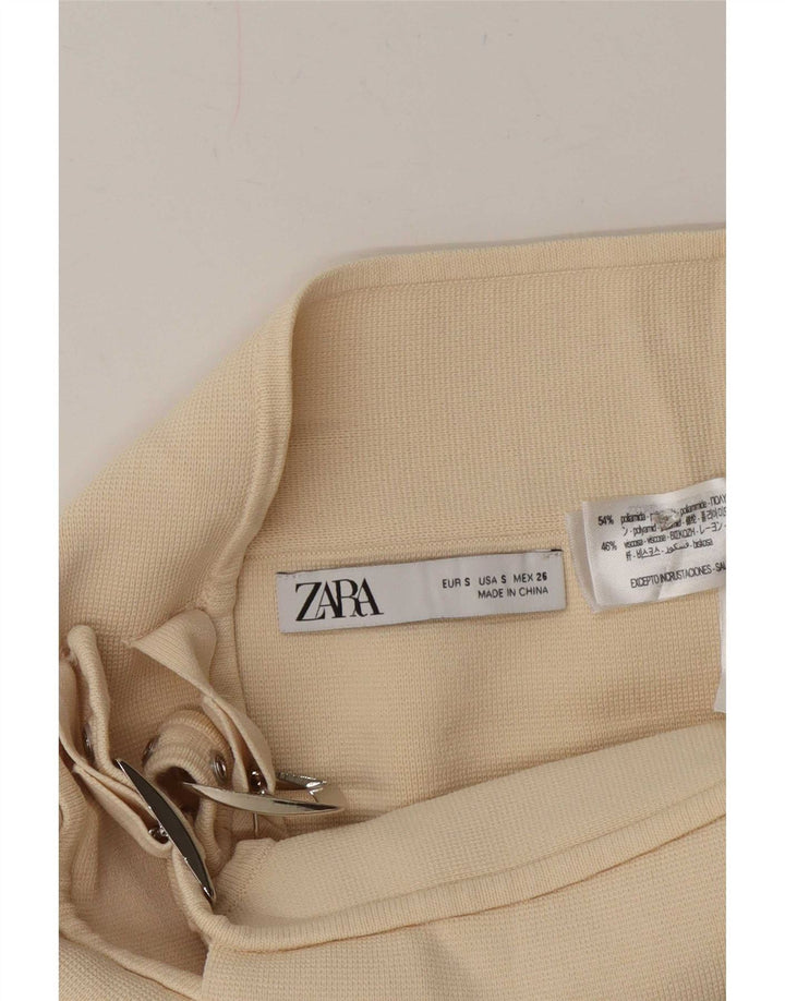 Gonna mini avvolgente da donna Zara piccola W26 in poliammide bianco sporco