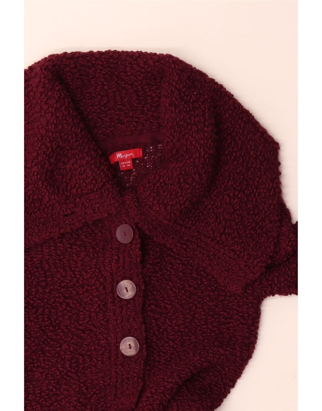 Maglione cardigan lungo da donna Monsoon UK 10 piccolo bordeaux