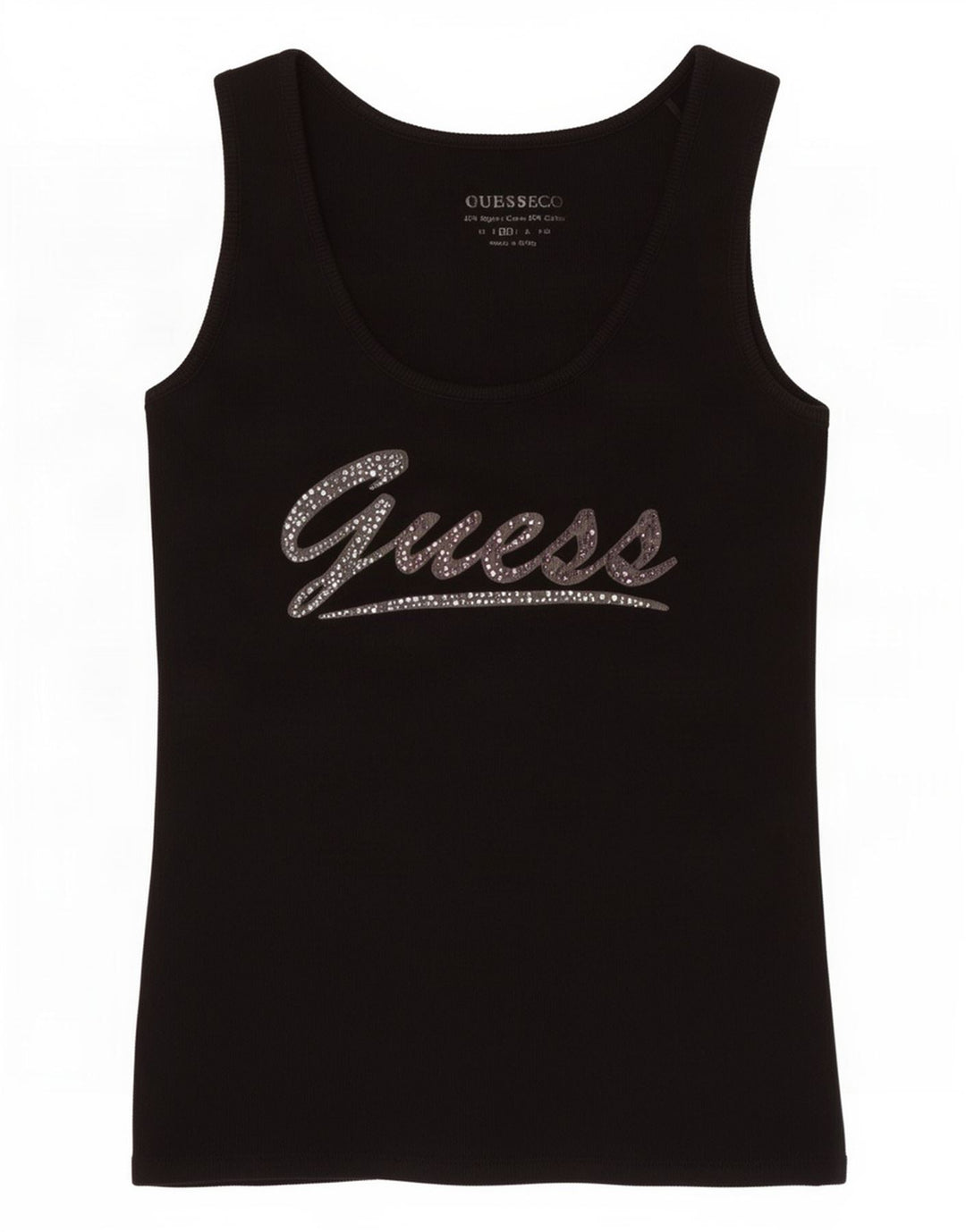 Canotta grafica da donna Guess UK 12 cotone nero medio