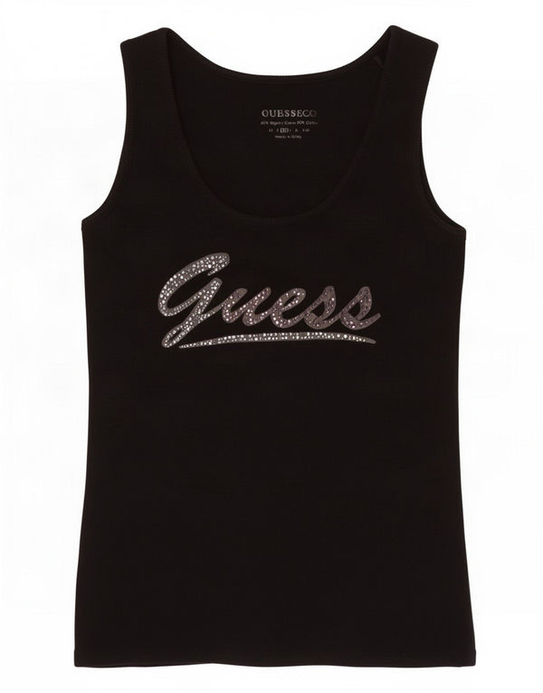 Canotta grafica da donna Guess UK 12 cotone nero medio