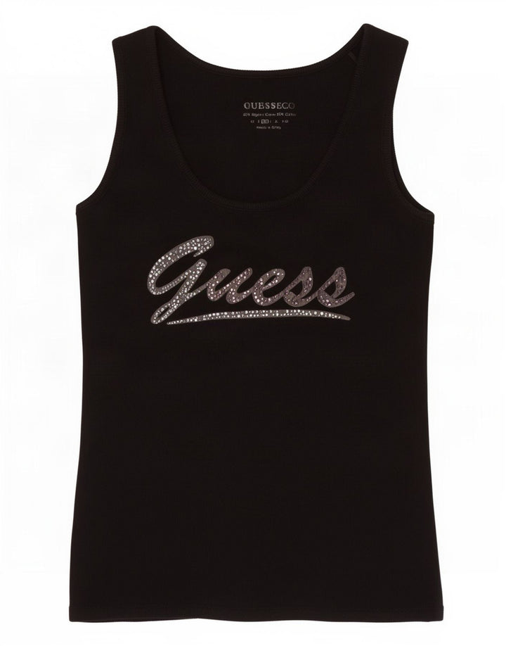 Canotta grafica da donna Guess UK 12 cotone nero medio