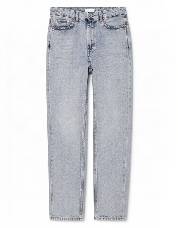 Jeans affusolati a vita alta mamma da donna Topshop W26 L30 poliestere blu