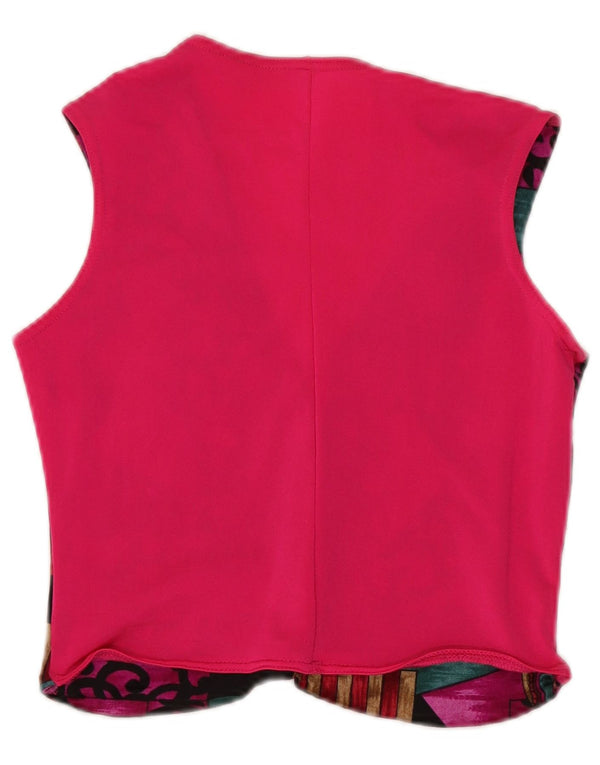 Gilet da donna vintage UK 10 piccolo patchwork multicolore