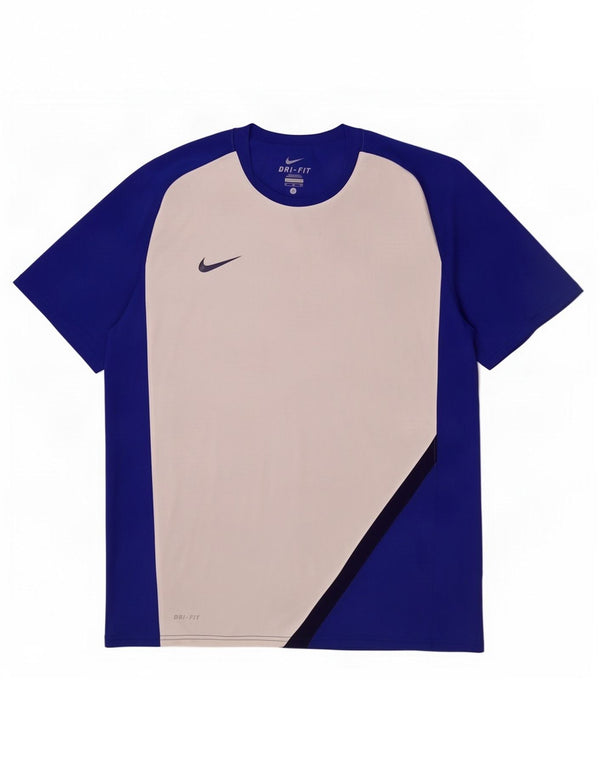 T-shirt Nike da uomo Dri Fit Top XL blu poliestere color block