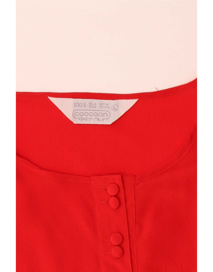 Top camicetta senza maniche da donna Coocoon UK 16 grande seta rossa