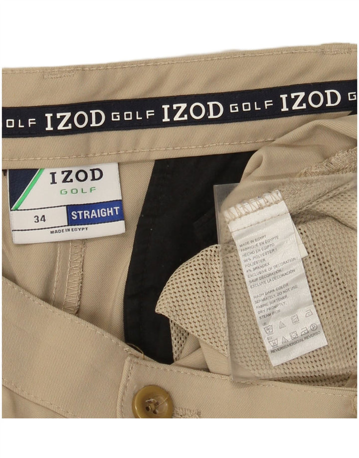 Pantaloncini chino da uomo Izod W34 Large Beige Poliestere