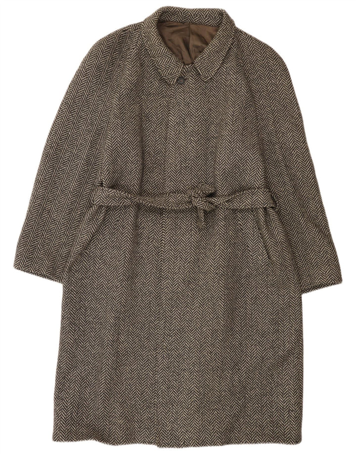 Soprabito da uomo Crombie Aberdeen UK 42 XL Lana nuova a spina di pesce grigia