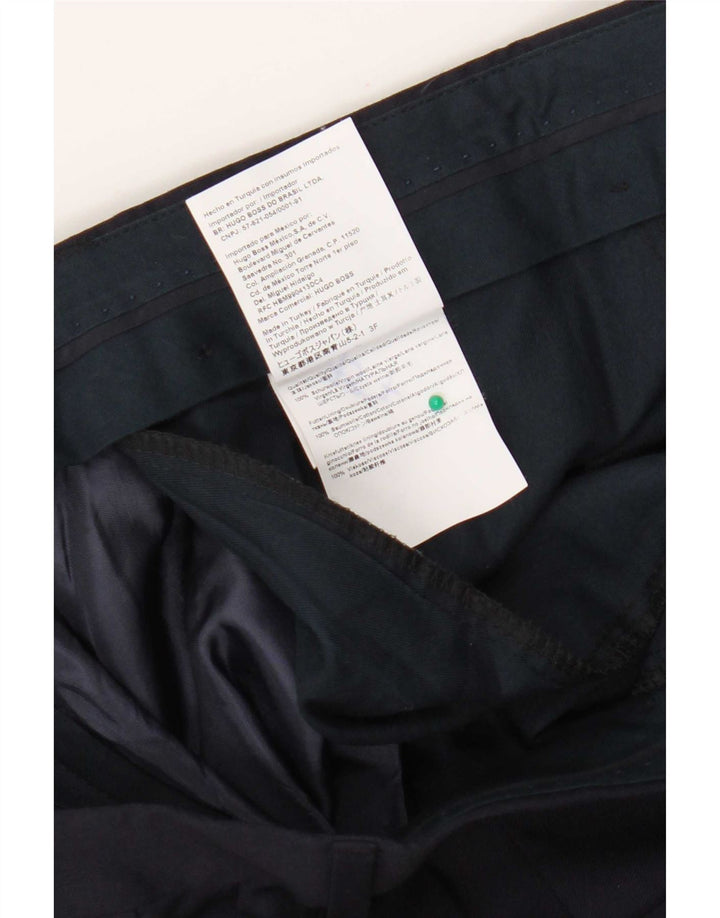 Pantaloni da abito slim da uomo Hugo Boss W36 L30 in lana blu navy