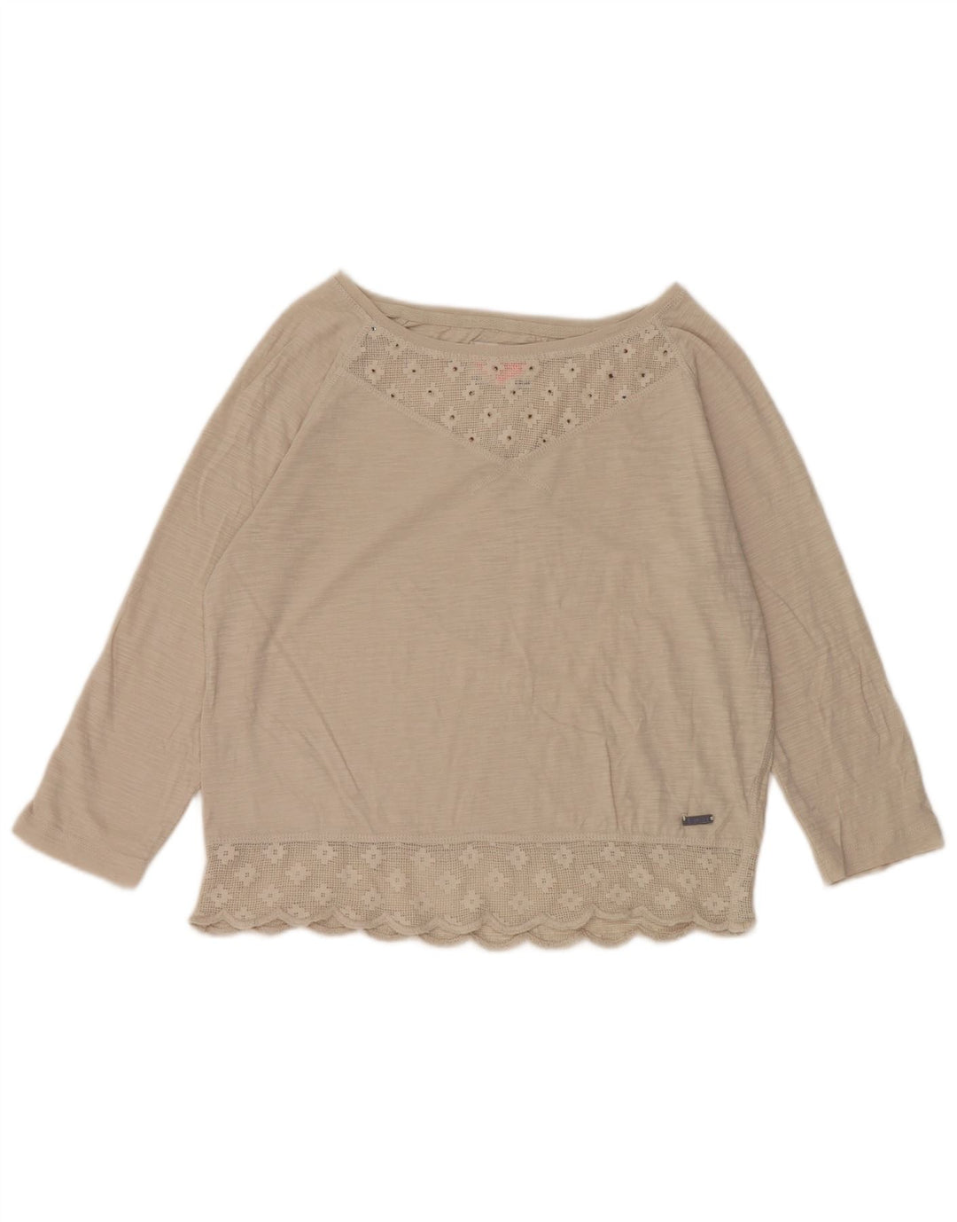Camicetta da donna con maniche a 3/4 Superdry UK 12 Cotone beige medio