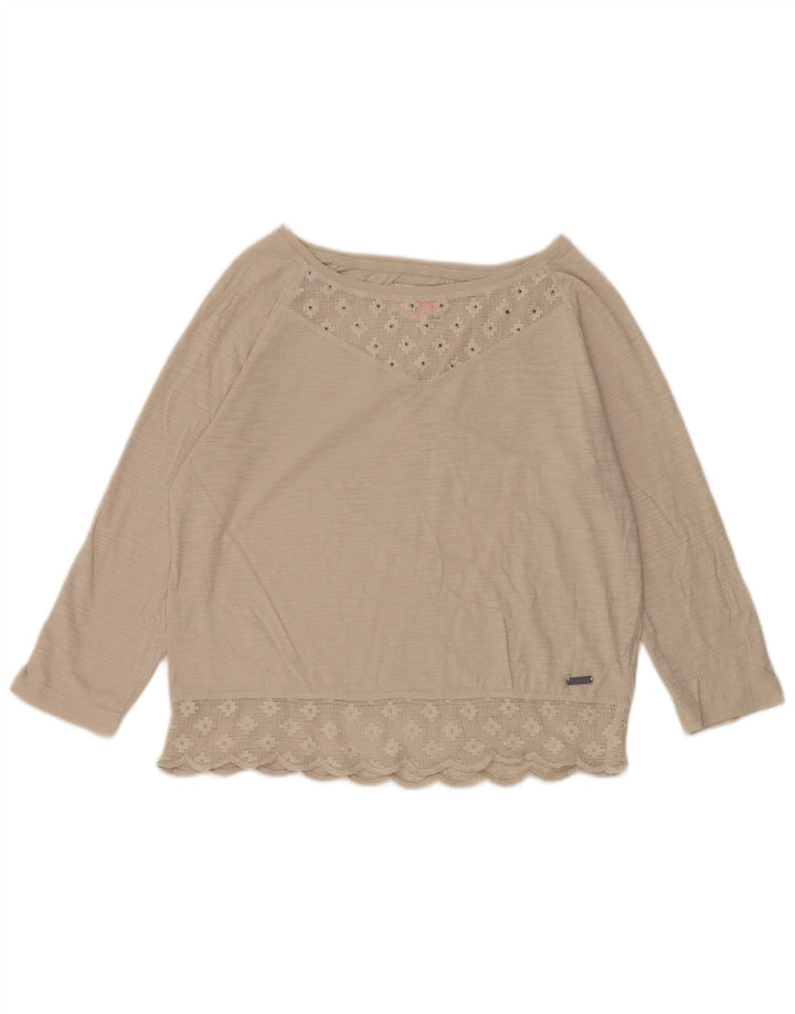 Camicetta da donna con maniche a 3/4 Superdry UK 12 Cotone beige medio