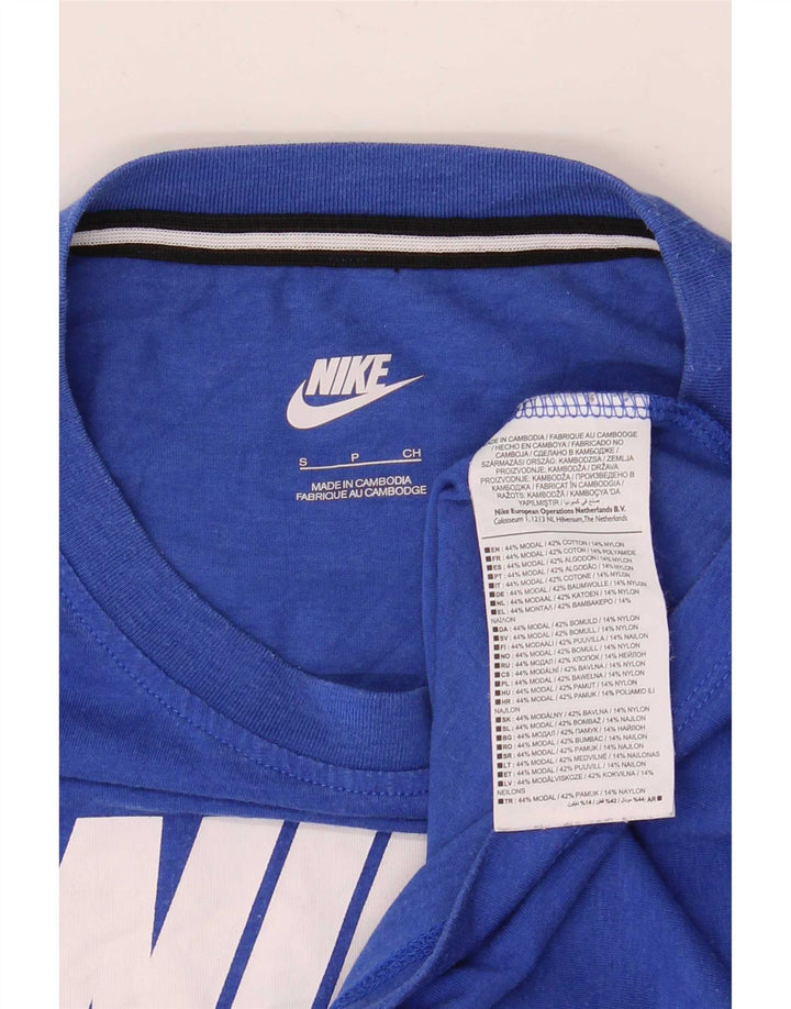 T-shirt grafica oversize corta Nike da donna, taglia UK 10, piccola, blu modale