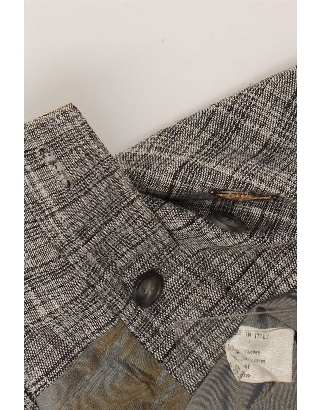 Giacca blazer doppiopetto vintage da uomo IT 54 2XL Viscosa a quadri grigia