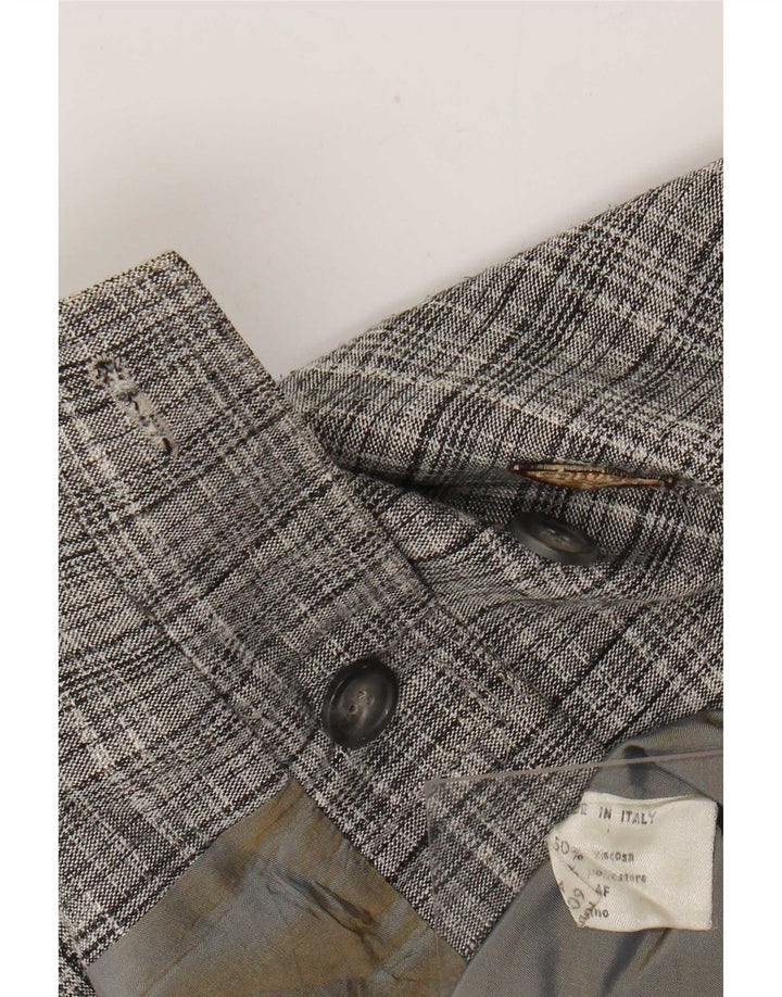 Giacca blazer doppiopetto vintage da uomo IT 54 2XL Viscosa a quadri grigia