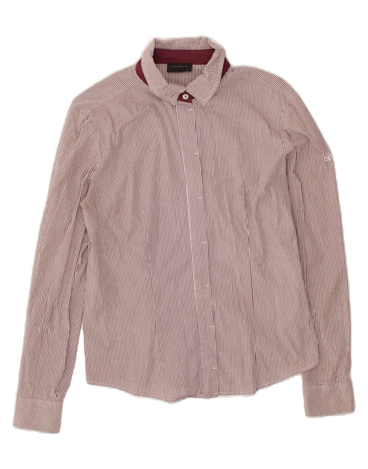 SERGIO TACCHINI Womens Shirt IT 44 Medium Maroon Pinstripe Cotton Vintage Sergio Tacchini and Second-Hand Sergio Tacchini from Messina Hembry 