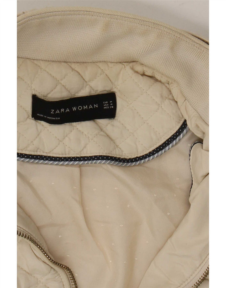 Giacca trapuntata da donna Zara UK 12 media bianco sporco