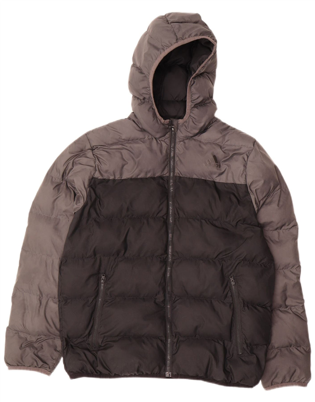 Giacca imbottita con cappuccio Adidas da ragazzo 13-14 anni in poliestere color block nero