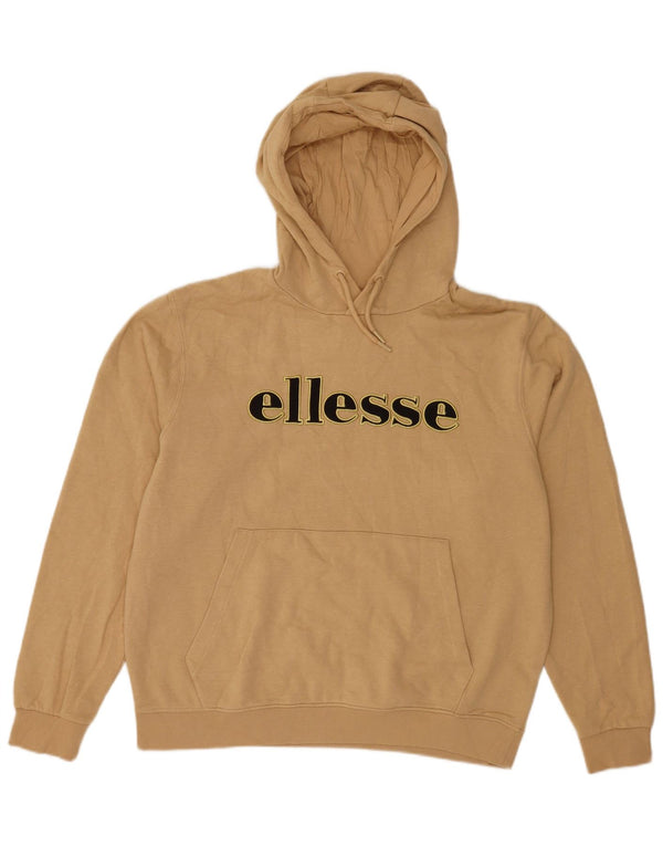 Felpa con cappuccio grafica da uomo Ellesse, grande, in cotone beige