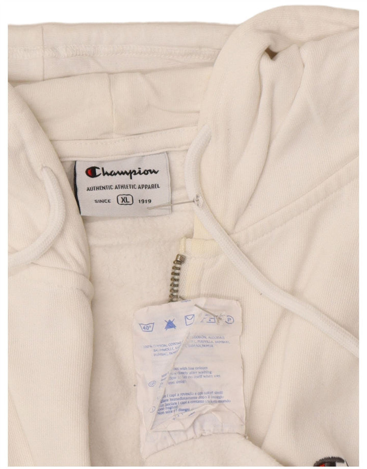 Maglione con cappuccio e zip da uomo Champion XL in cotone bianco