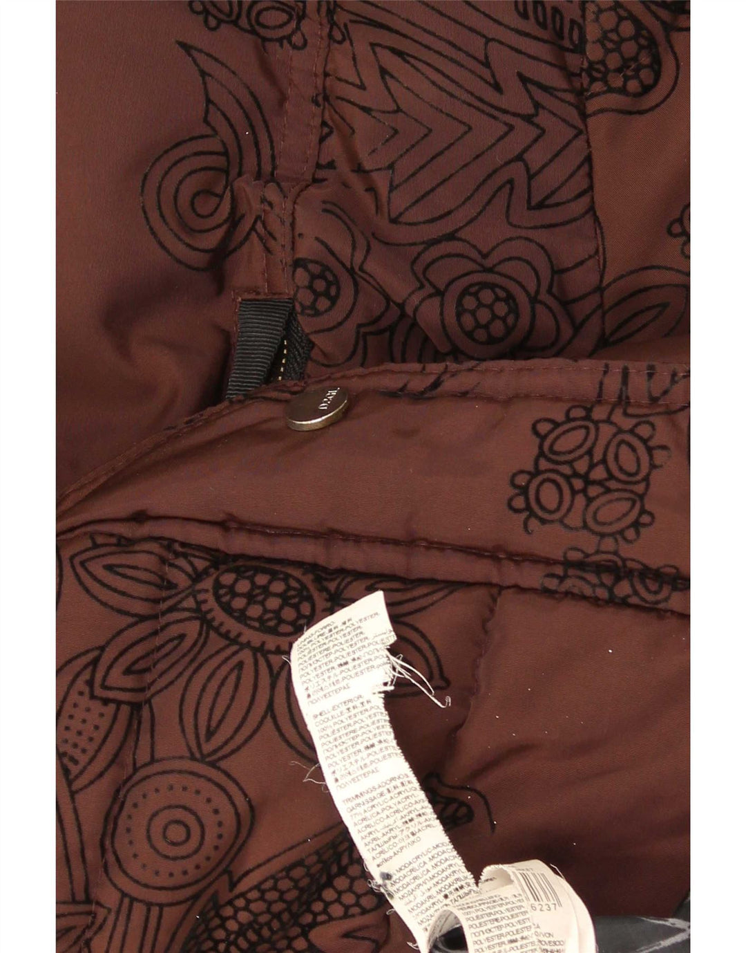 Desigual Giacca imbottita oversize con cappuccio da donna EU 36 Small Brown Floral