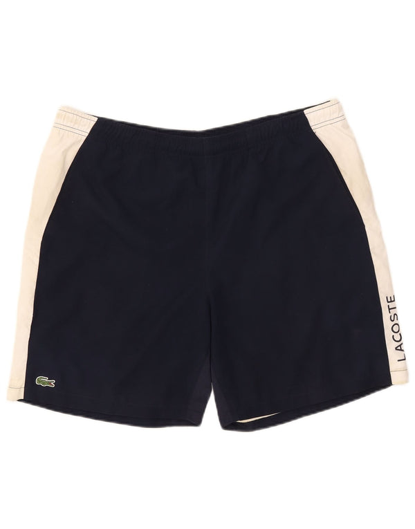 Pantaloncini sportivi grafici da uomo Lacoste taglia 6 XL Poliestere color block blu navy