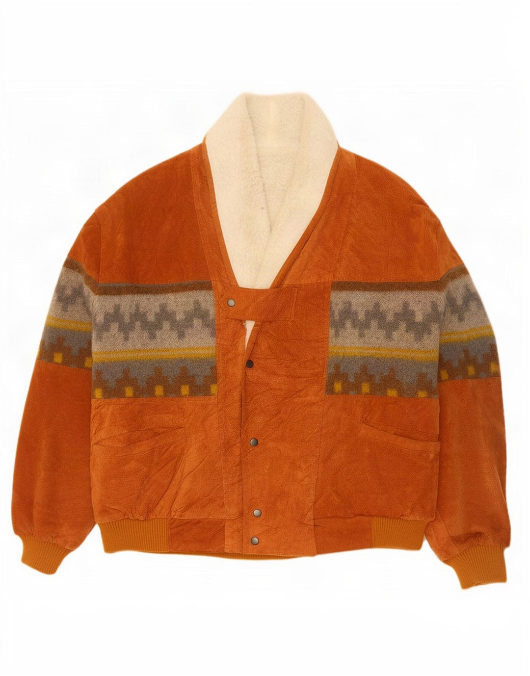 Giacca in pelle da uomo vestibilità ampia Columbus UK 40 Large Beige geometrica