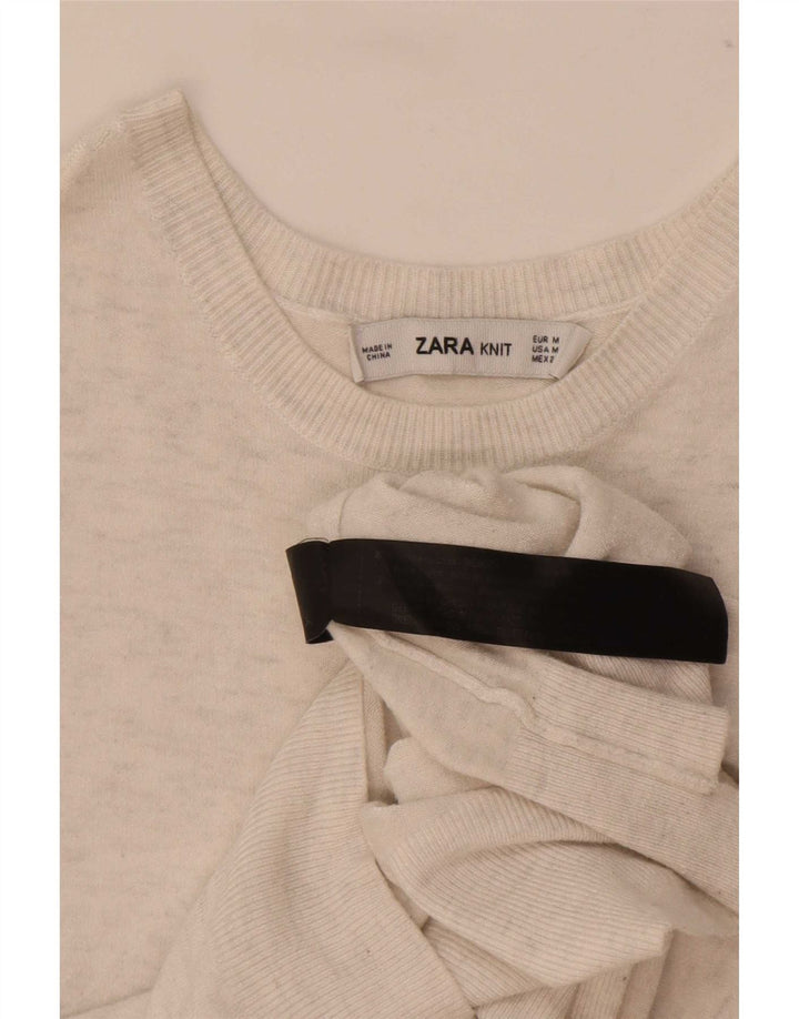 Canotta canotta da donna Zara UK 12 media bianca screziata