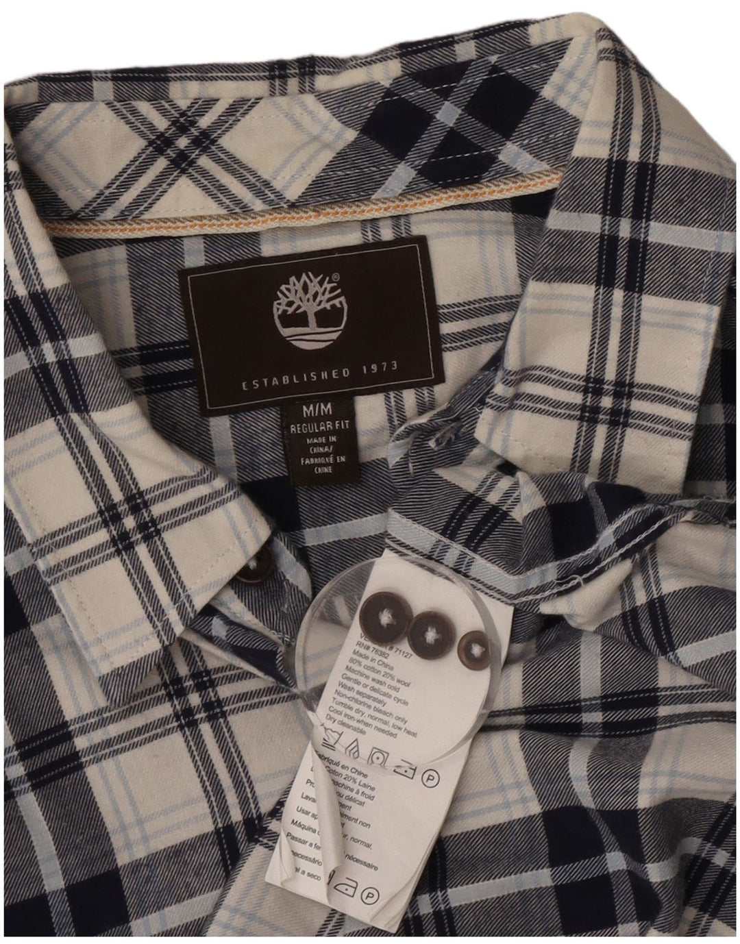 Timberland Camicia da uomo in flanella vestibilità regolare in cotone a quadri blu medio