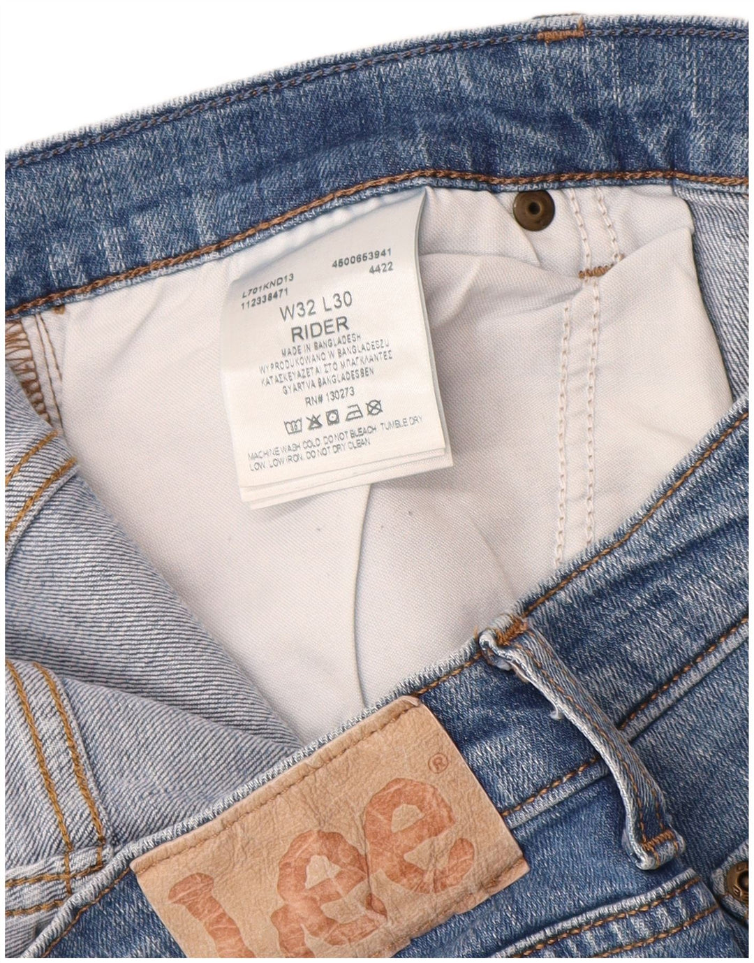 Jeans dritti Rider da donna Lee W32 L28 cotone blu