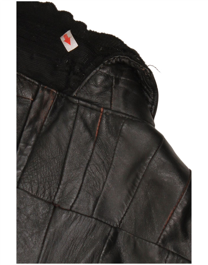 Giacca in pelle bomber da donna vintage UK 12 in pelle nera media