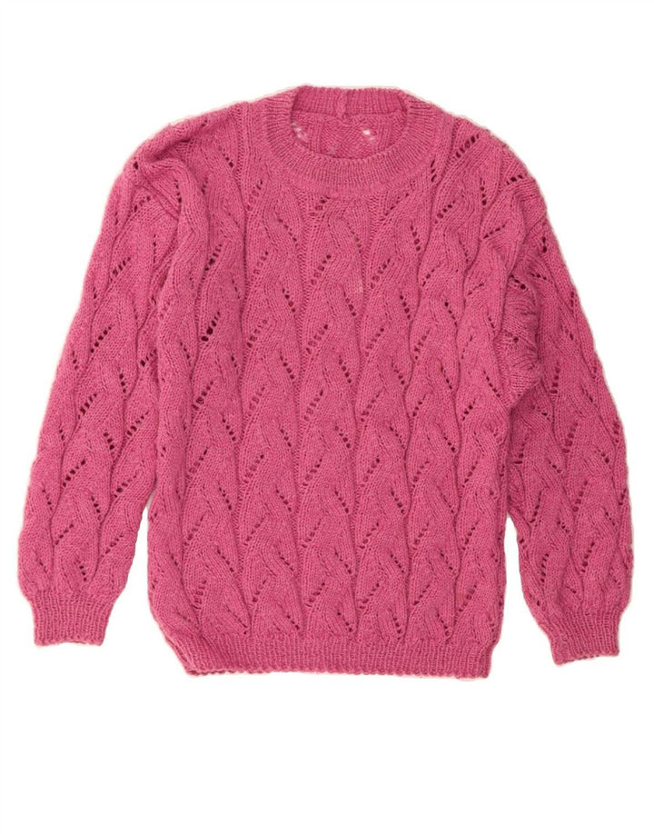 VINTAGE Womens Crew Neck Jumper Sweater UK 14 Medium Pink Vintage Vintage and Second-Hand Vintage from Messina Hembry 