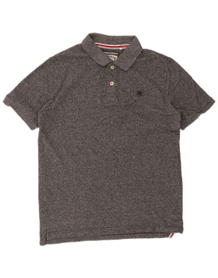 Polo da uomo Fat Face Large in cotone chiazzato grigio