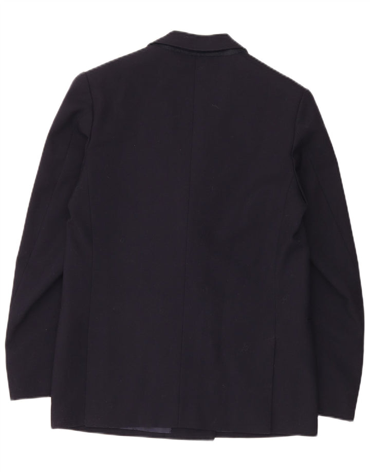 Giacca blazer doppiopetto vintage da donna UK 14 blu navy medio