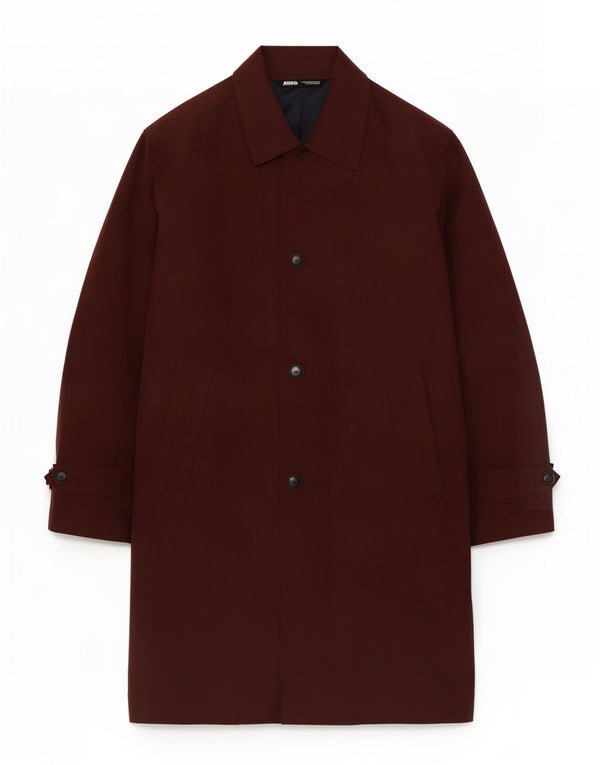 Zara Mens Overcoat UK 42 XL Burgundy Cotton