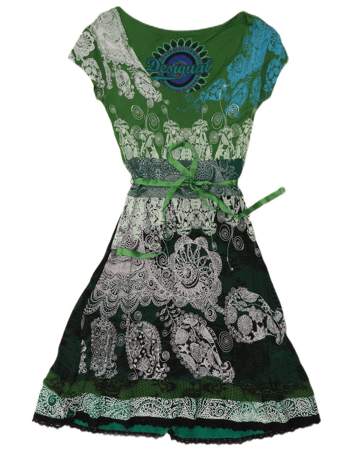 DESIGUAL Abito a trapezio da donna UK 12 Viscosa Paisley verde medio