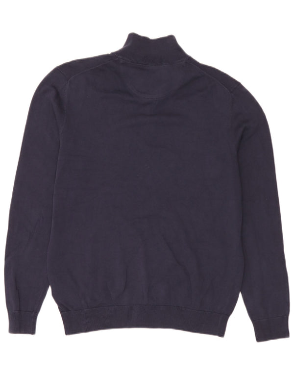 Timberland Maglione da uomo con zip e collo piccolo in cotone blu navy