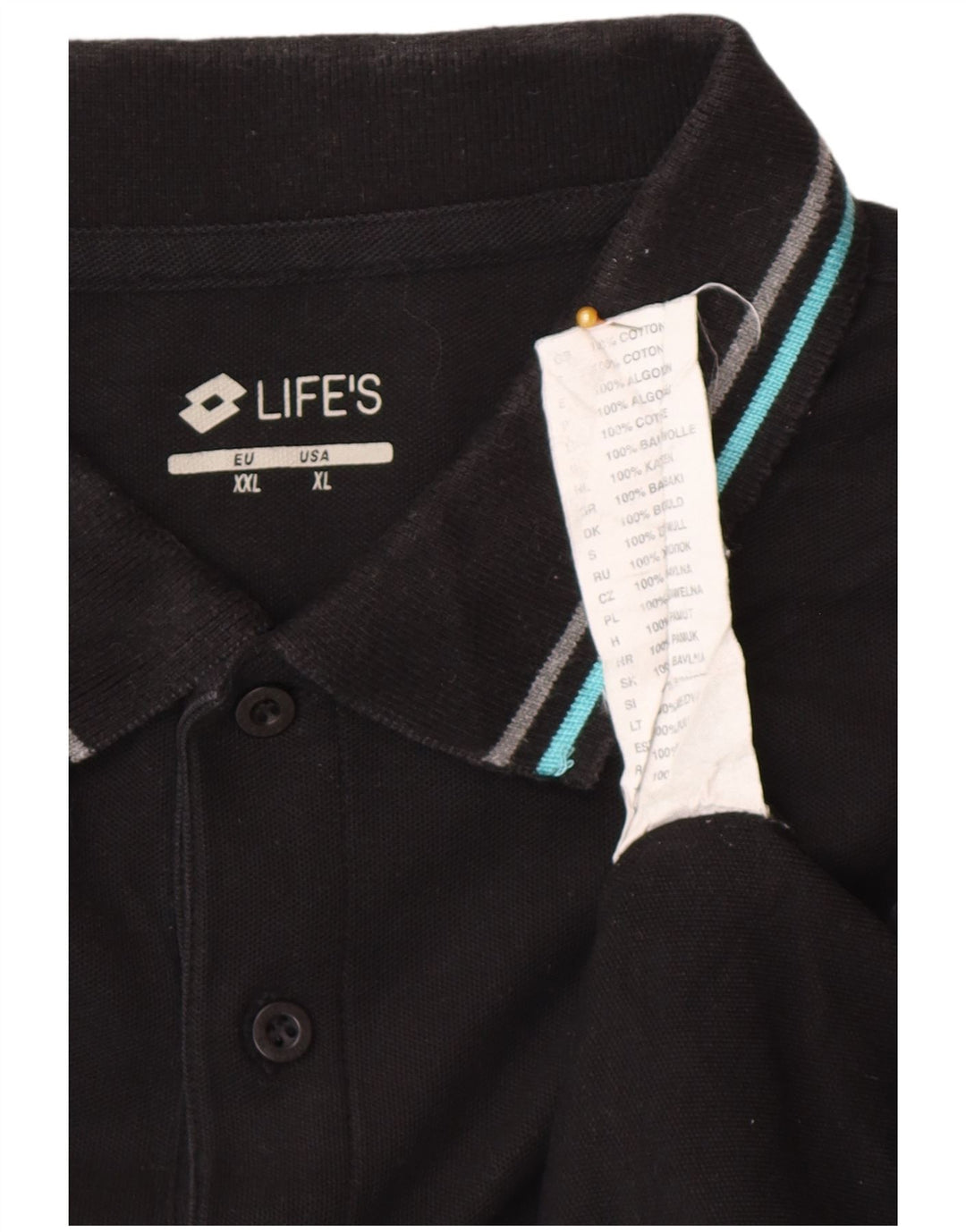 Polo da uomo Lotto XL in cotone nero