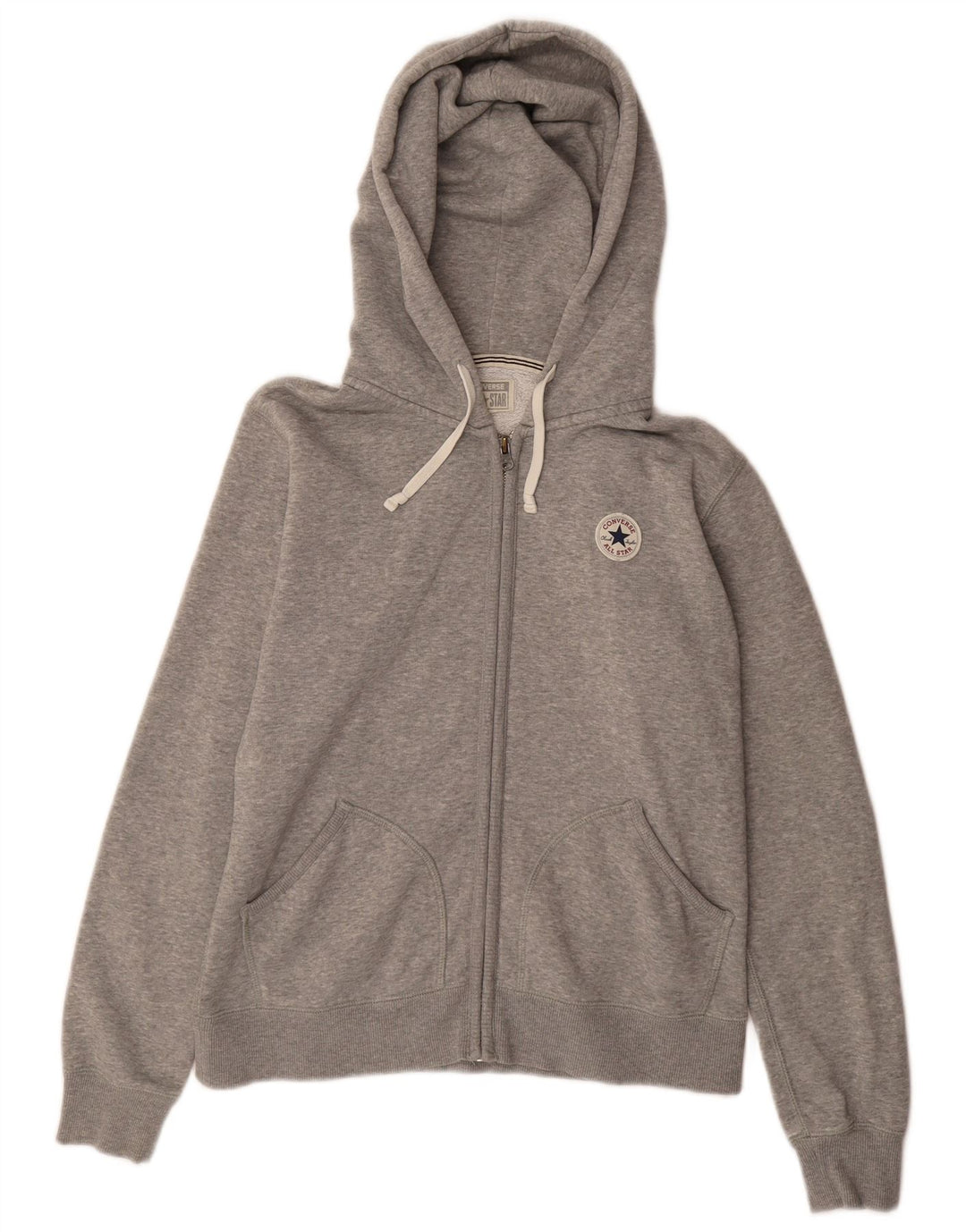 Maglione con cappuccio e zip da uomo Converse in cotone screziato grigio medio