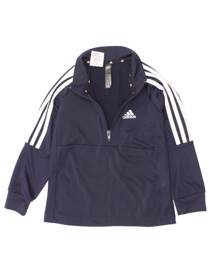 Top della tuta da ginnastica Adidas Aeroready Zip Neck Pullover da bambino 5-6 anni Blu navy