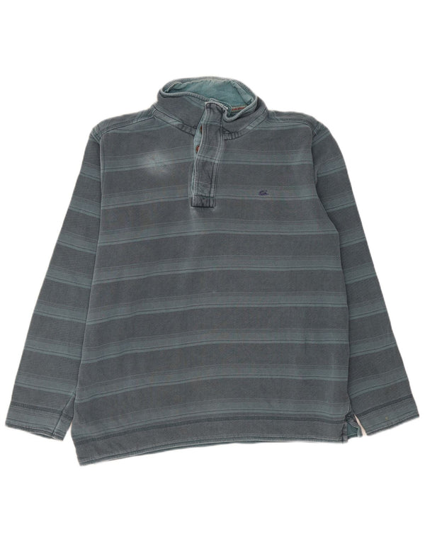 Felpa da uomo Marks & Spencer con collo abbottonato, maglione a righe blu medio