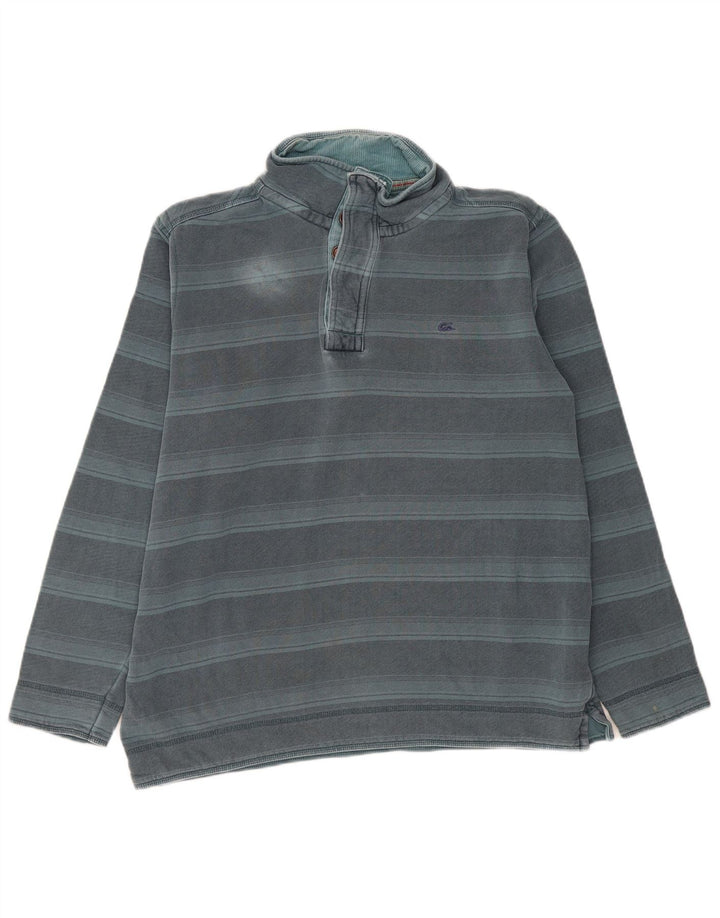 Felpa da uomo Marks & Spencer con collo abbottonato, maglione a righe blu medio