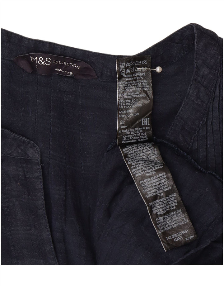 Top camicetta manica 3/4 da donna Marks & Spencer UK 24 4XL blu navy a quadri