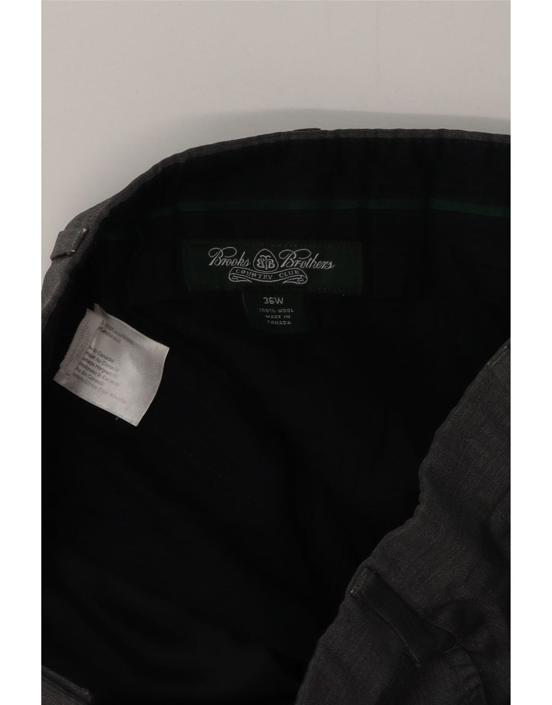 BROOKS BROTHERS Pantaloni da abito dritti da uomo W36 L30 Lana grigia