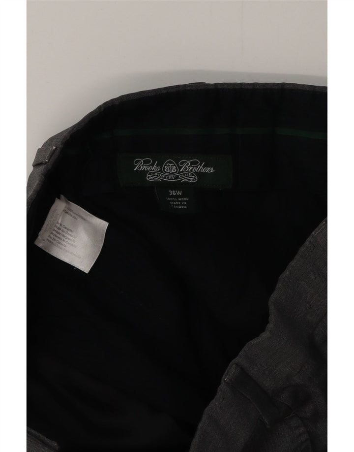 BROOKS BROTHERS Pantaloni da abito dritti da uomo W36 L30 Lana grigia